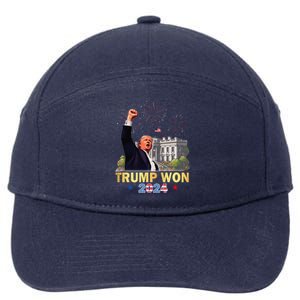 Trump Won 2024 President 47th Of White House Donald Trump Gift 7-Panel Snapback Hat