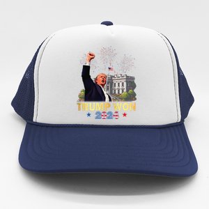 Trump Won 2024 President 47th Of White House Donald Trump Gift Trucker Hat