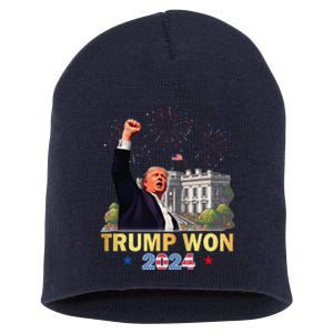 Trump Won 2024 President 47th Of White House Donald Trump Gift Short Acrylic Beanie