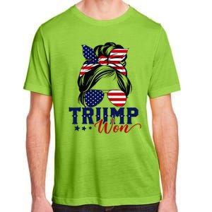 Trump Won 2024 Messy Bun Girl Women President 47th Trump Win Adult ChromaSoft Performance T-Shirt