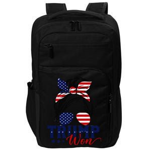 Trump Won 2024 Messy Bun Girl Women President 47th Trump Win Impact Tech Backpack