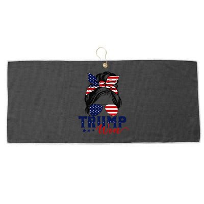 Trump Won 2024 Messy Bun Girl Women President 47th Trump Win Large Microfiber Waffle Golf Towel