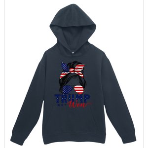 Trump Won 2024 Messy Bun Girl Women President 47th Trump Win Urban Pullover Hoodie