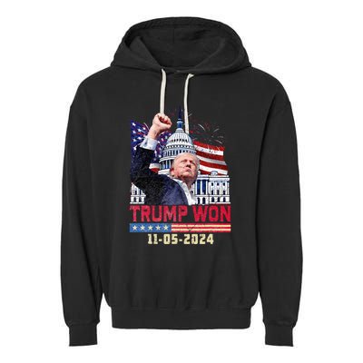 Trump Wins 2024 Election Trump Won 2024 Garment-Dyed Fleece Hoodie