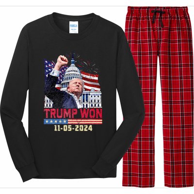 Trump Wins 2024 Election Trump Won 2024 Long Sleeve Pajama Set