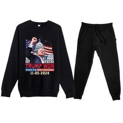 Trump Wins 2024 Election Trump Won 2024 Premium Crewneck Sweatsuit Set