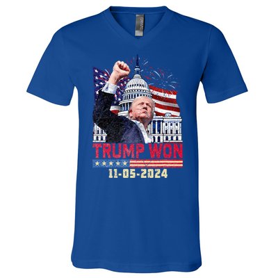 Trump Wins 2024 Election Trump Won 2024 V-Neck T-Shirt