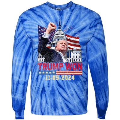 Trump Wins 2024 Election Trump Won 2024 Tie-Dye Long Sleeve Shirt