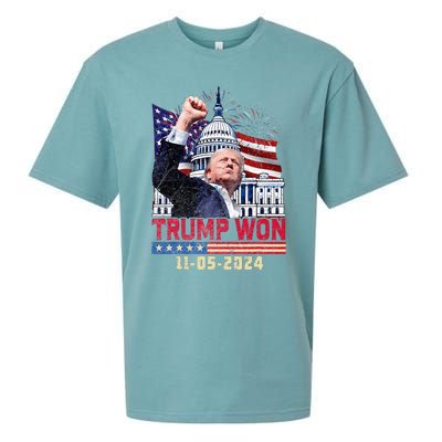 Trump Wins 2024 Election Trump Won 2024 Sueded Cloud Jersey T-Shirt