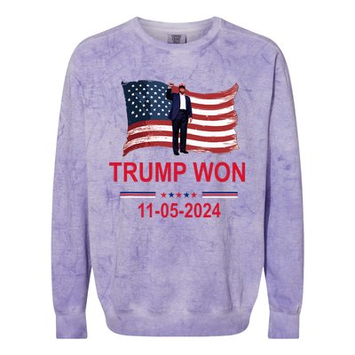 Trump Wins 2024 Election Trump Won 2024 Colorblast Crewneck Sweatshirt