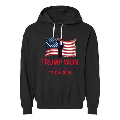 Trump Wins 2024 Election Trump Won 2024 Garment-Dyed Fleece Hoodie