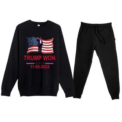 Trump Wins 2024 Election Trump Won 2024 Premium Crewneck Sweatsuit Set