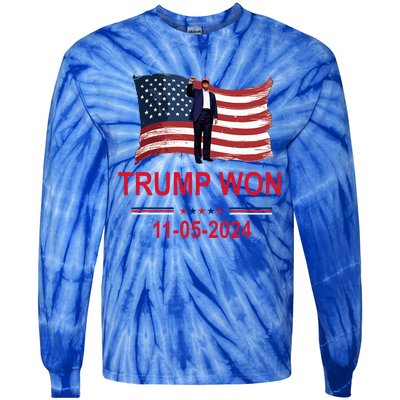 Trump Wins 2024 Election Trump Won 2024 Tie-Dye Long Sleeve Shirt