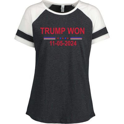 Trump Wins 2024 Election Trump Won 2024 Enza Ladies Jersey Colorblock Tee