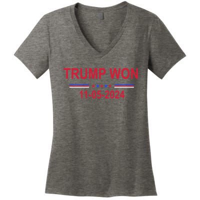 Trump Wins 2024 Election Trump Won 2024 Women's V-Neck T-Shirt