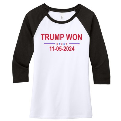 Trump Wins 2024 Election Trump Won 2024 Women's Tri-Blend 3/4-Sleeve Raglan Shirt