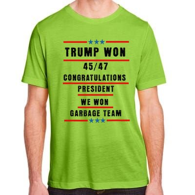 Trump Won 2024 Congratulation President 45th47th Adult ChromaSoft Performance T-Shirt