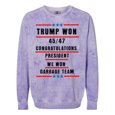 Trump Won 2024 Congratulation President 45th47th Colorblast Crewneck Sweatshirt