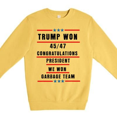 Trump Won 2024 Congratulation President 45th47th Premium Crewneck Sweatshirt