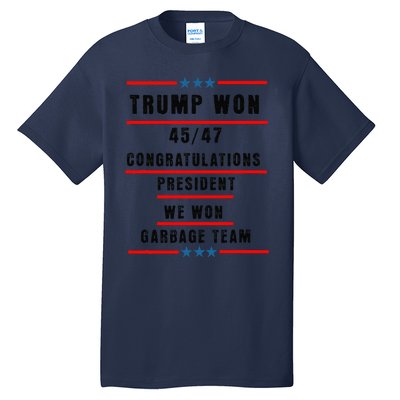 Trump Won 2024 Congratulation President 45th47th Tall T-Shirt