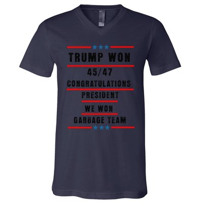 Trump Won 2024 Congratulation President 45th47th V-Neck T-Shirt