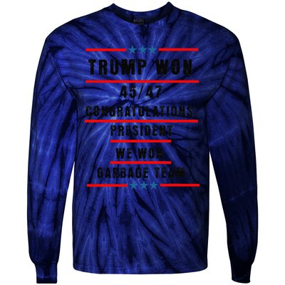 Trump Won 2024 Congratulation President 45th47th Tie-Dye Long Sleeve Shirt