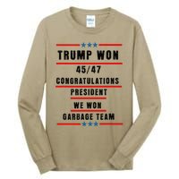 Trump Won 2024 Congratulation President 45th47th Tall Long Sleeve T-Shirt