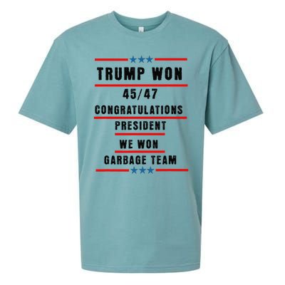 Trump Won 2024 Congratulation President 45th47th Sueded Cloud Jersey T-Shirt