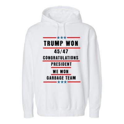 Trump Won 2024 Congratulation President 45th47th Garment-Dyed Fleece Hoodie