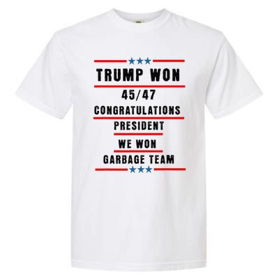 Trump Won 2024 Congratulation President 45th47th Garment-Dyed Heavyweight T-Shirt