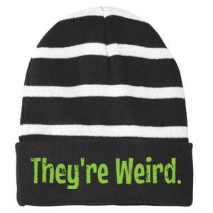 Theyre Weird 2024 Election President Harris Trump Striped Beanie with Solid Band