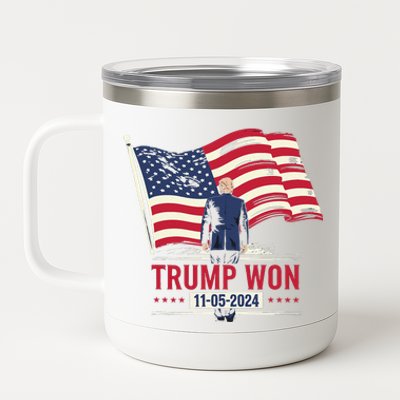 Trump Wins 2024 Election Trump Won 2024 12 oz Stainless Steel Tumbler Cup