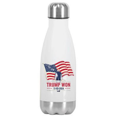 Trump Wins 2024 Election Trump Won 2024 Stainless Steel Insulated Water Bottle