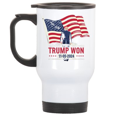 Trump Wins 2024 Election Trump Won 2024 Stainless Steel Travel Mug