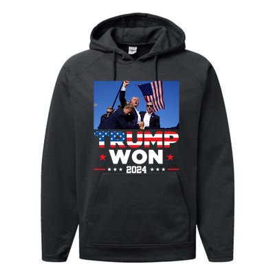 Trump Won 2024 Get Over It 47th Us President Performance Fleece Hoodie