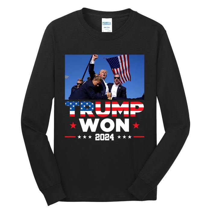 Trump Won 2024 Get Over It 47th Us President Tall Long Sleeve T-Shirt