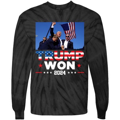 Trump Won 2024 Get Over It 47th Us President Tie-Dye Long Sleeve Shirt