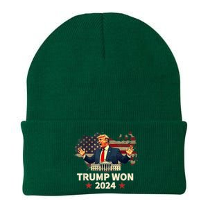 Trump Won 2024 President 47th Election Us Flag Knit Cap Winter Beanie