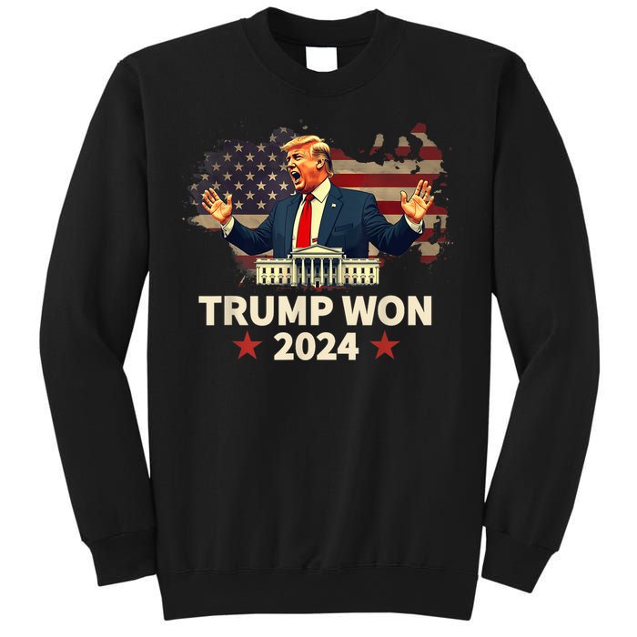 Trump Won 2024 President 47th Election Us Flag Sweatshirt