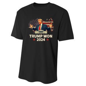 Trump Won 2024 President 47th Election Us Flag Performance Sprint T-Shirt