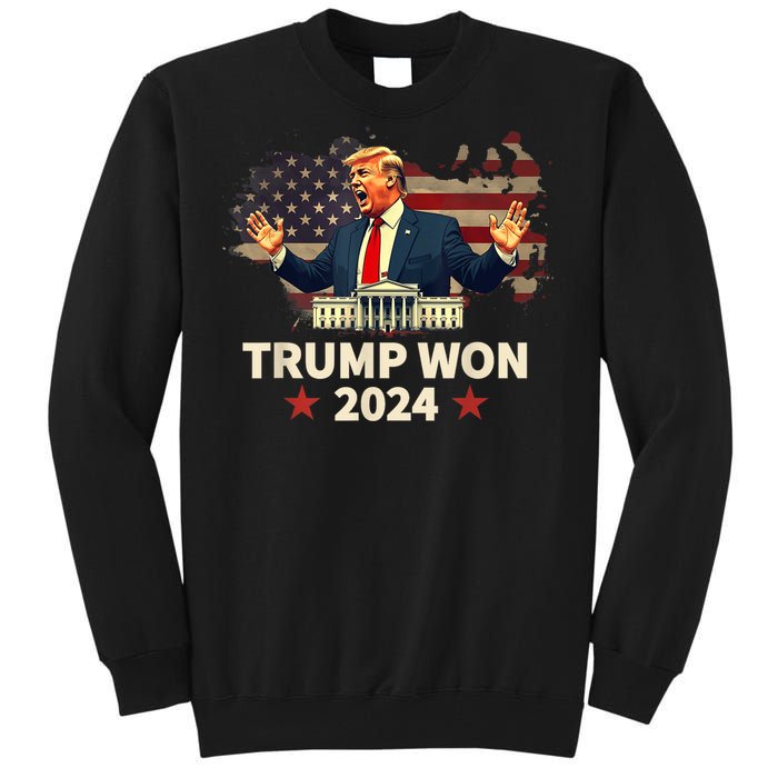 Trump Won 2024 President 47th Election Us Flag Tall Sweatshirt