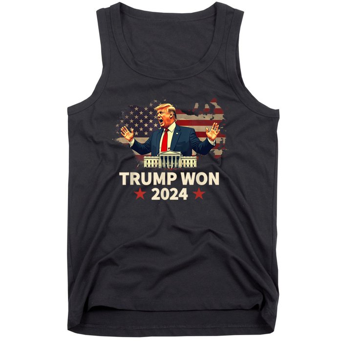 Trump Won 2024 President 47th Election Us Flag Tank Top