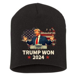 Trump Won 2024 President 47th Election Us Flag Short Acrylic Beanie