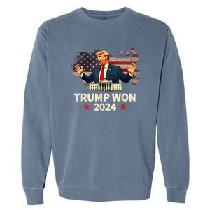 Trump Won 2024 President 47th Election Us Flag Garment-Dyed Sweatshirt