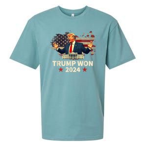 Trump Won 2024 President 47th Election Us Flag Sueded Cloud Jersey T-Shirt