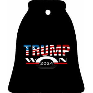 Trump Wins 2024 Election Trump Won 2024 Trump Win Ceramic Bell Ornament