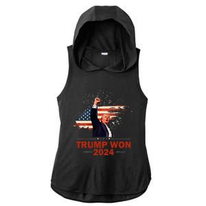 Trump Won 2024 Election President 47 Th American Flag Ladies PosiCharge Tri-Blend Wicking Draft Hoodie Tank