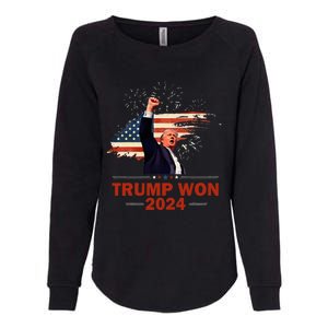 Trump Won 2024 Election President 47 Th American Flag Womens California Wash Sweatshirt