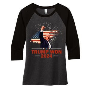 Trump Won 2024 Election President 47 Th American Flag Women's Tri-Blend 3/4-Sleeve Raglan Shirt