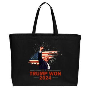 Trump Won 2024 Election President 47 Th American Flag Cotton Canvas Jumbo Tote